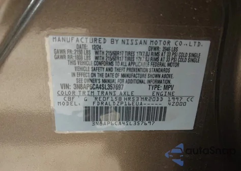 2025 Nissan Kicks Sv Fwd from USA, damaged, VIN 3N8AP6CA4SL357697